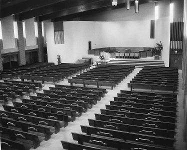 An image of the Collegedale Church's sanctuary.