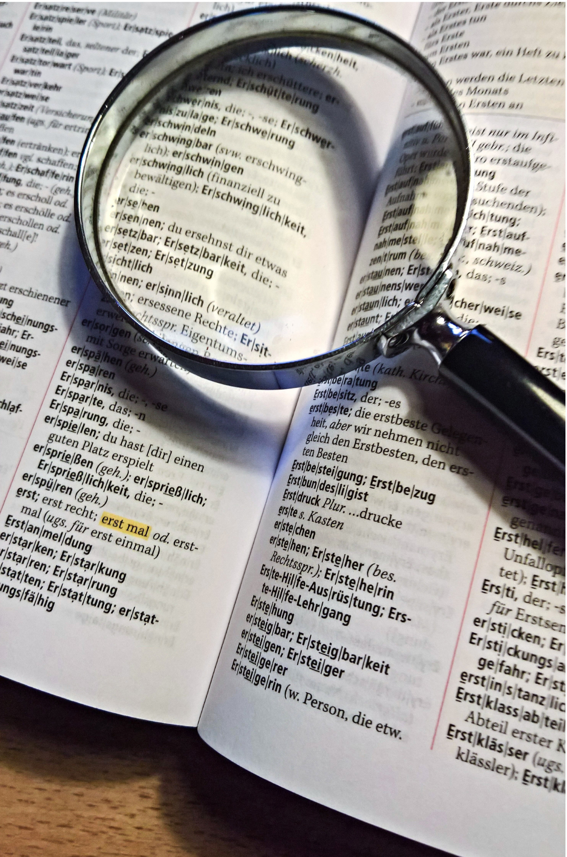 Picture of a Magnifying Glass on a Book
