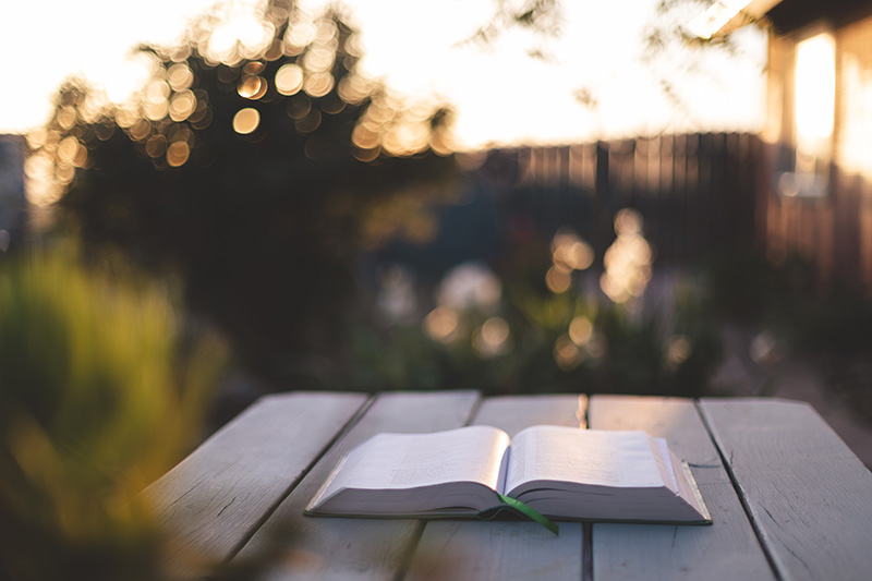 A Bible sitting open on a table