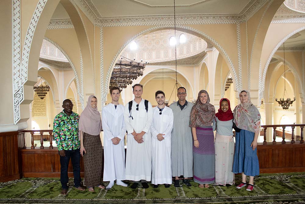 The group tours Gaddafi National Mosque in the capital city of Kampala.