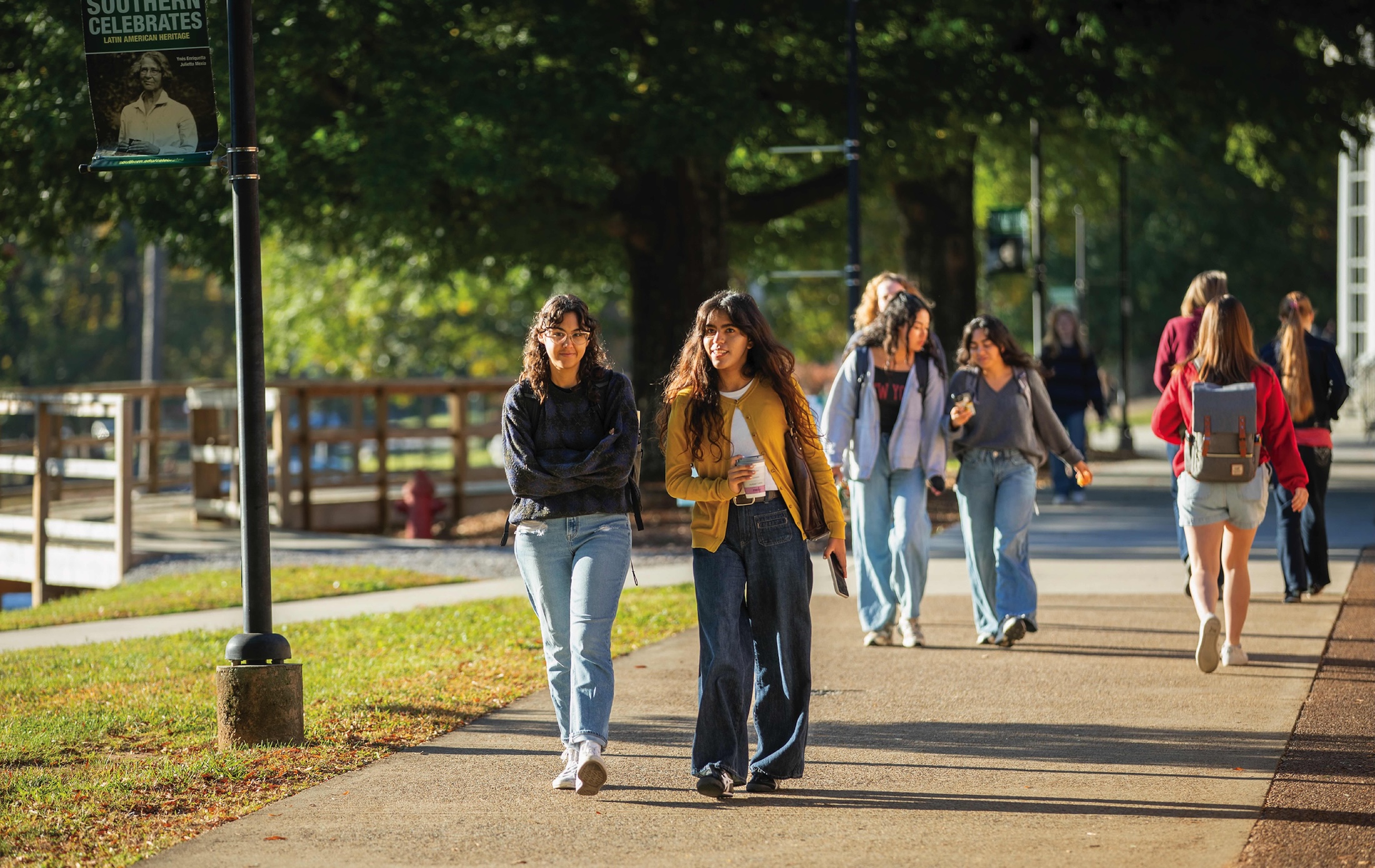 students walking on the promenade