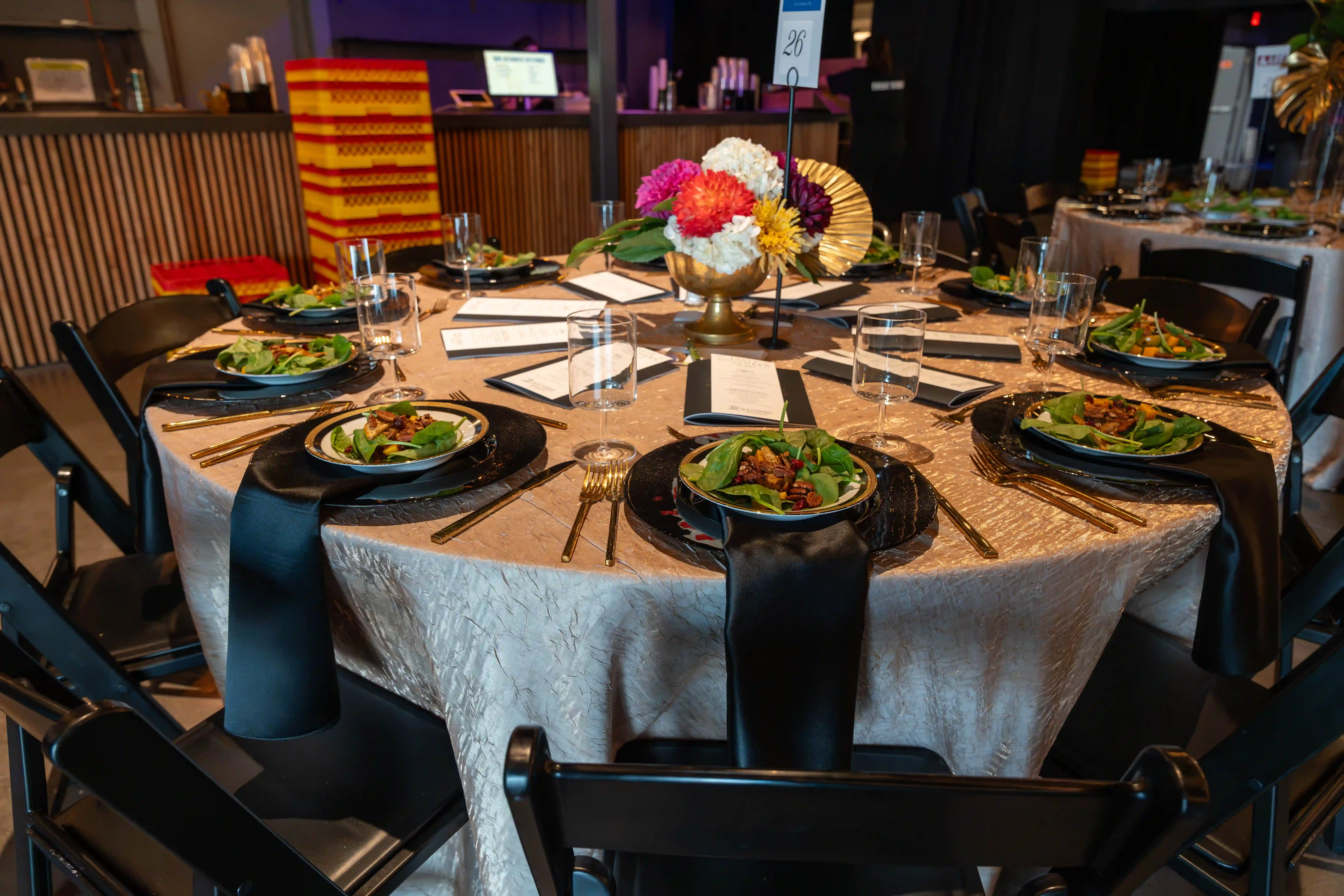 A table set carefully and beautifully with food, awaiting the guests